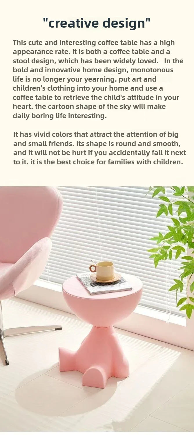 Light Luxury Cartoon Sofa Edge Table Creative Flat Head Coffee Table Small Household Plastic Coffee Table Furniture Side Table