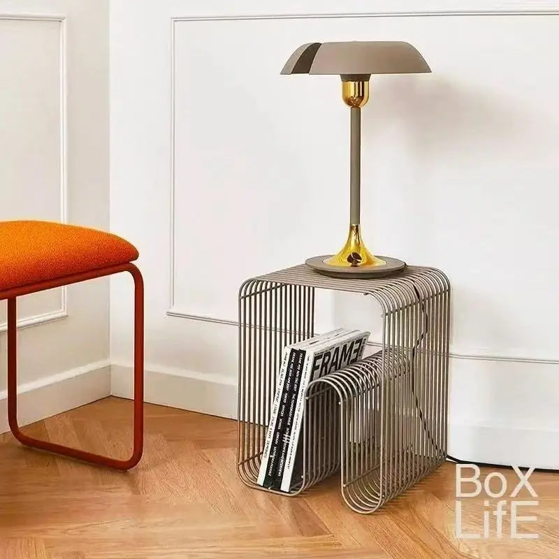 Modern Scandinavian Metal Coffee Table Sleek Minimalist Side Table with Storage for Living Room Furniture for Magazines And Book